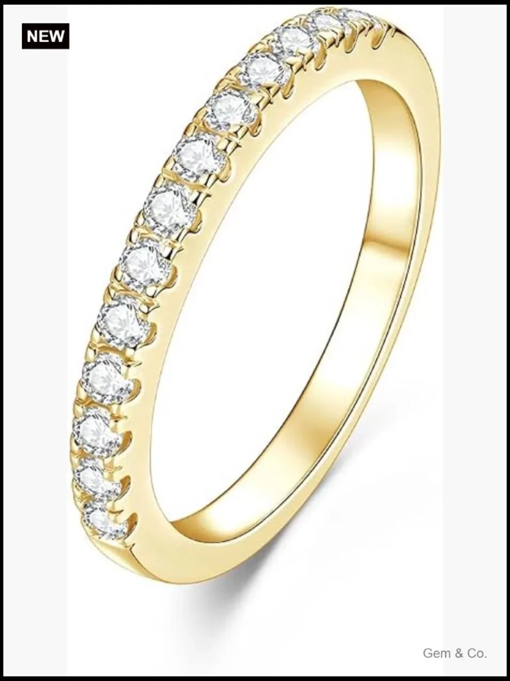 14K Gold Plated Simulated Diamond Moissanite Eternity Ring - Half Eternity